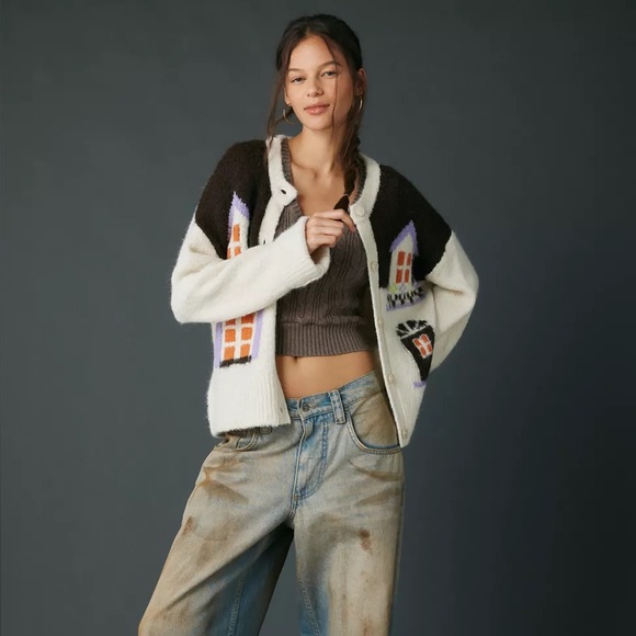 UO BDG Becca Cottage Printed Brushed Knit Oversized Cardigan - Picture 3 of 3